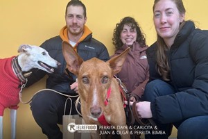 Perrita Daya, Carlota, Juan, Olga y Perrita Bimba